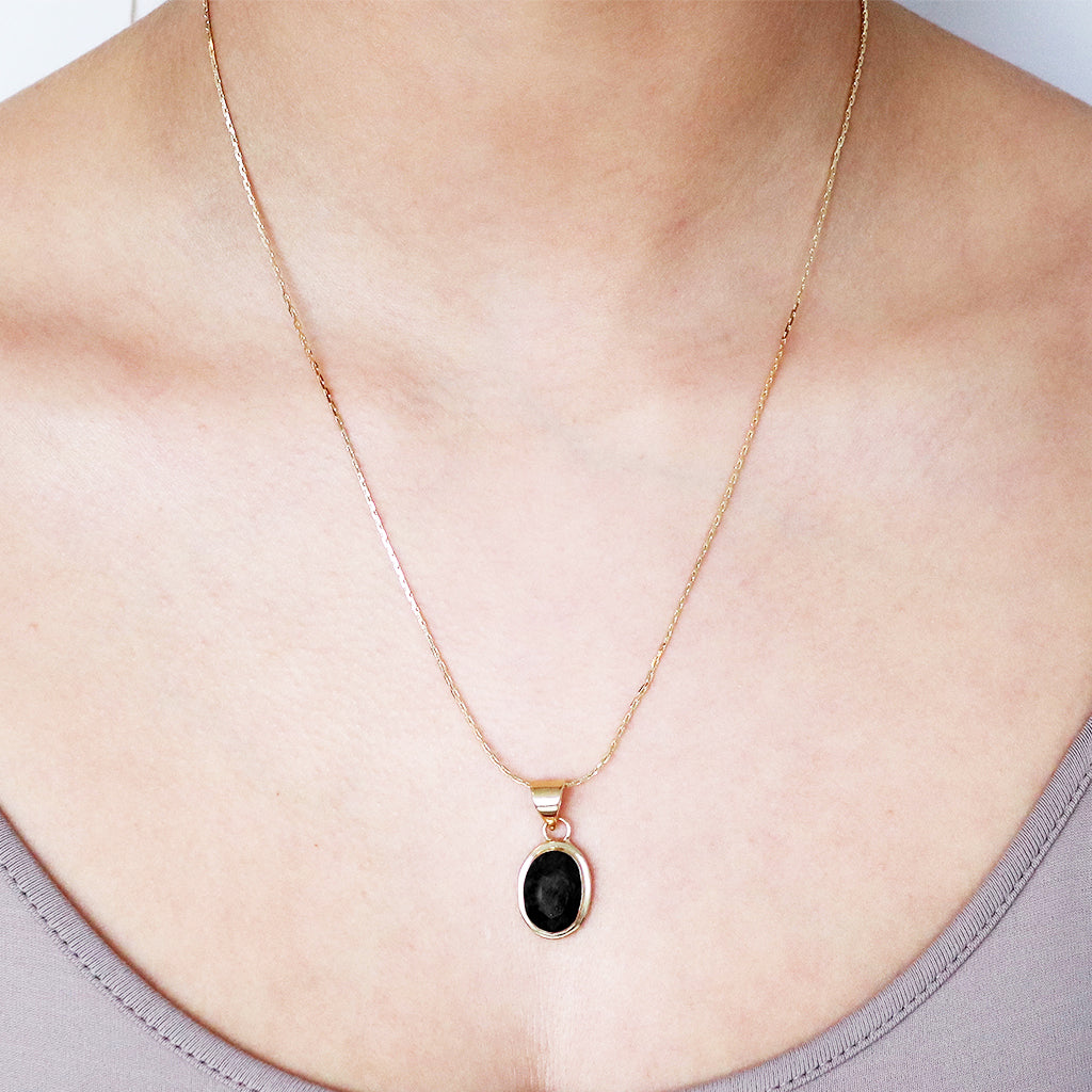 Maisie oval gold filled semi precious pendant | MEZI