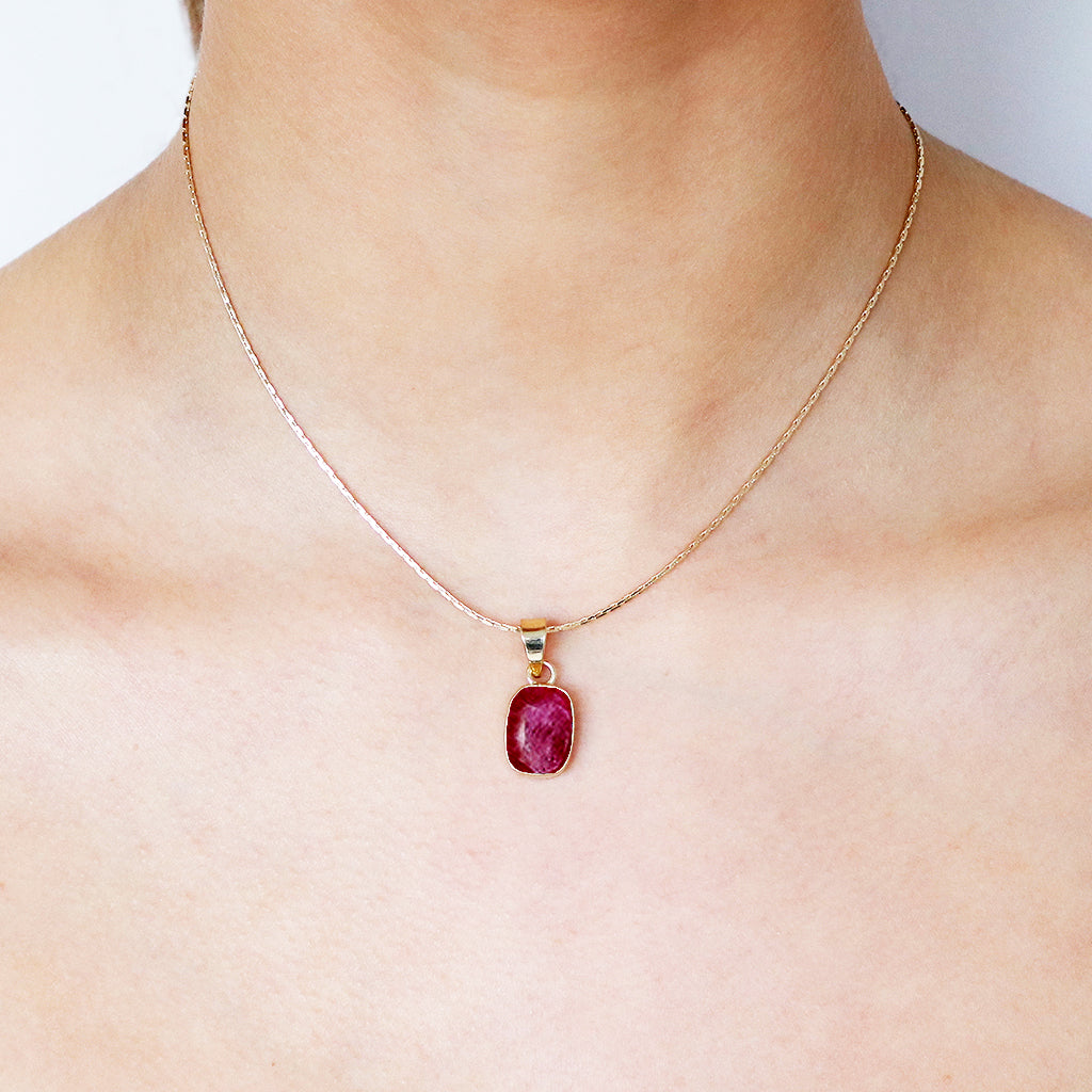 Mavis rectangle gold filled semi precious pendant | MEZI