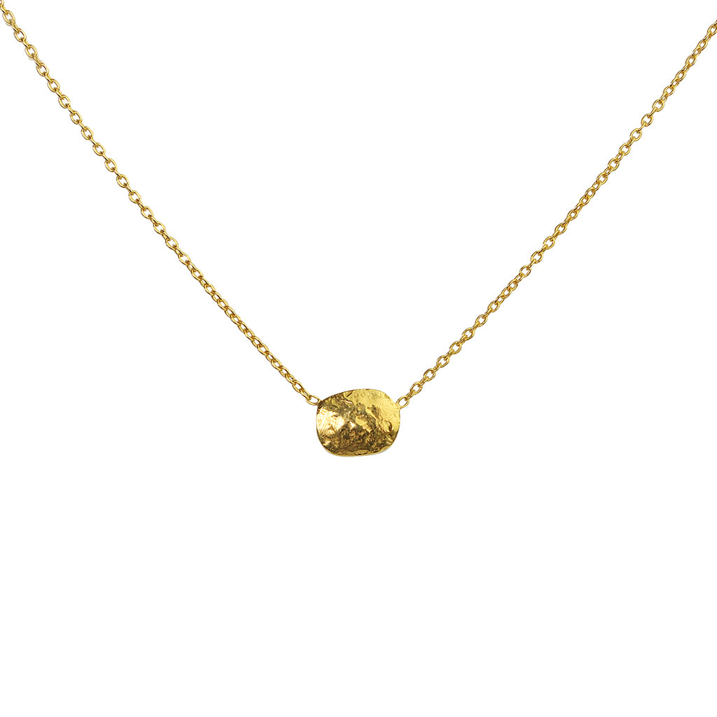 Britta hammered disc 2 micron gold pendant | MEZI