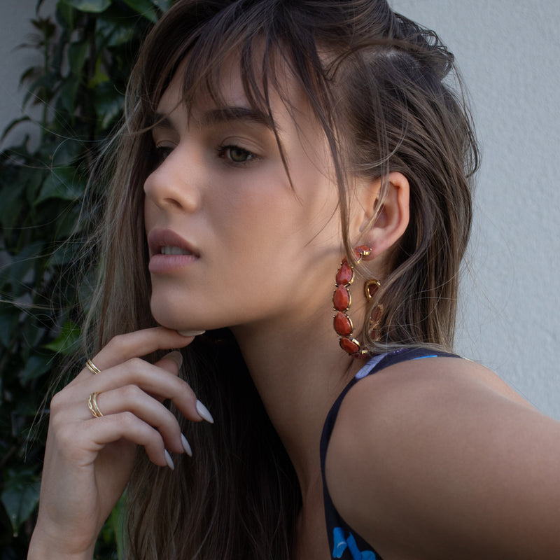 Macaw antique gold hoop earrings