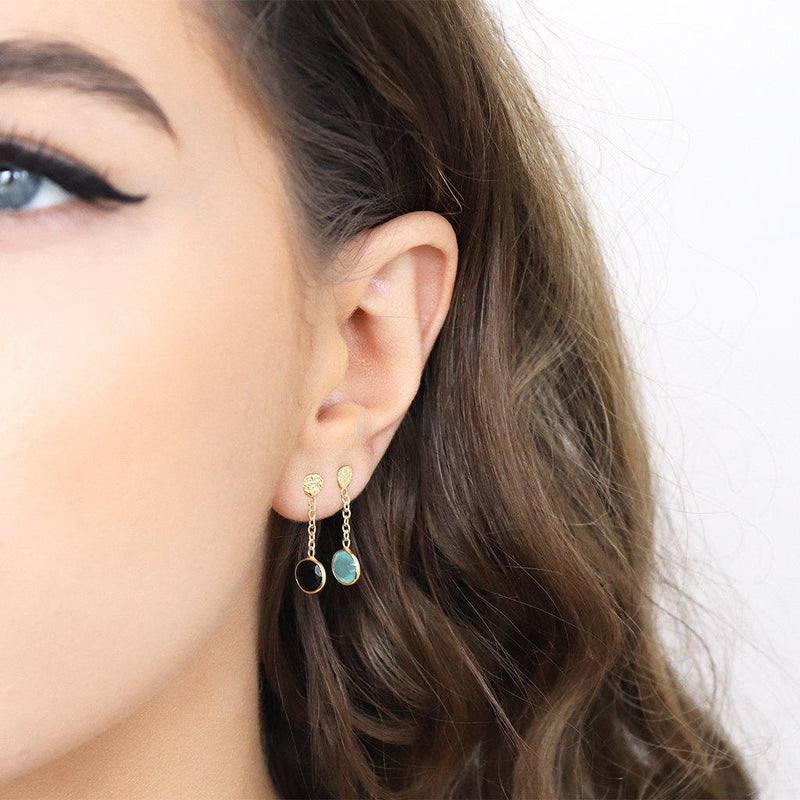 Imelda onyx gold semi precious stone earrings