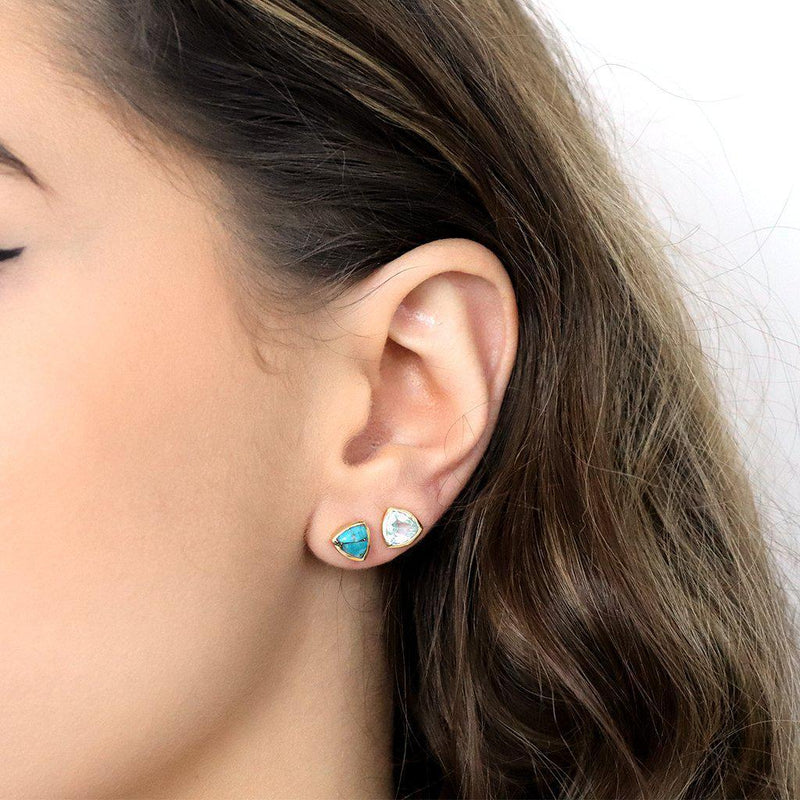 Leville semi-precious 2 micron gold studs