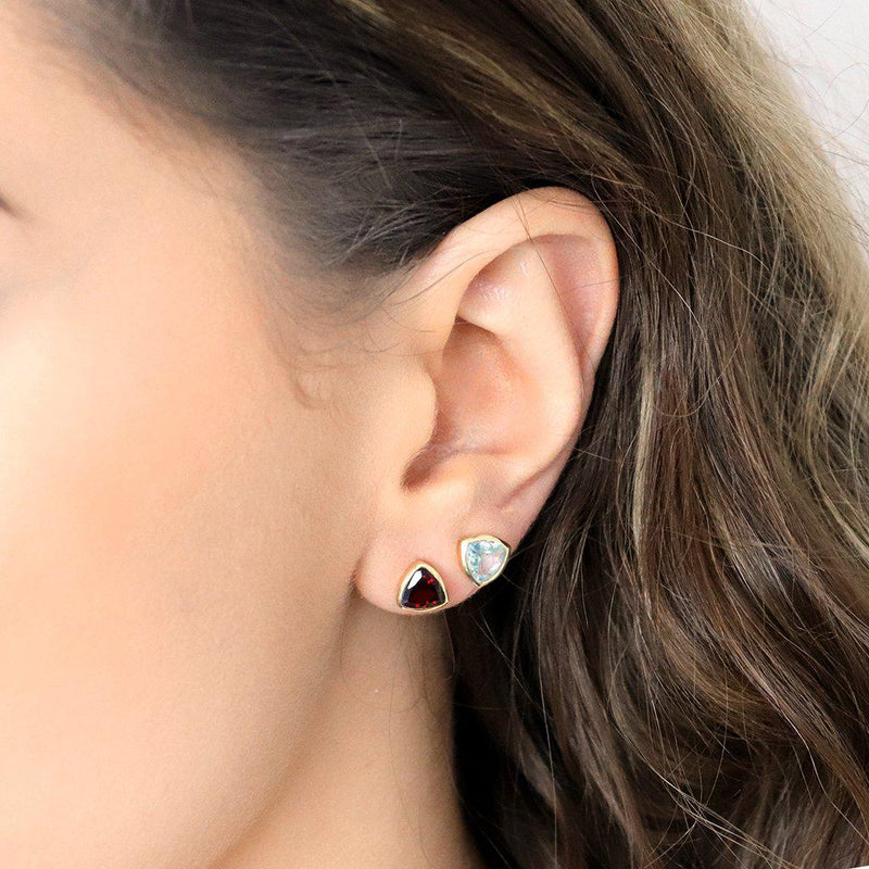 Leville semi-precious 2 micron gold studs