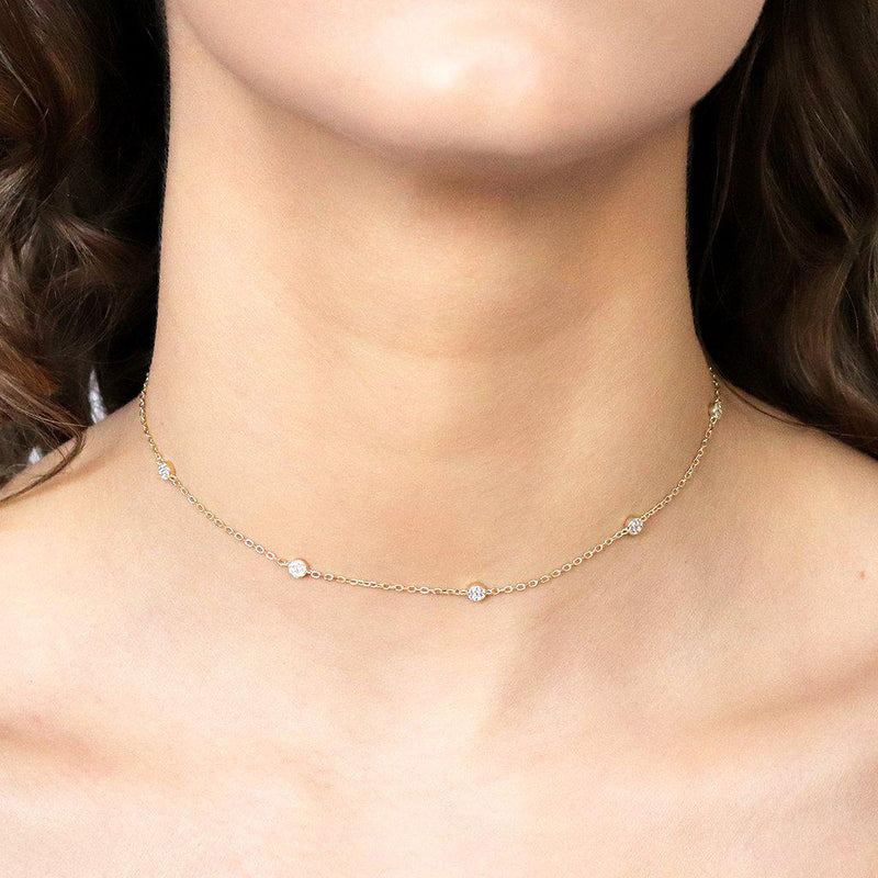 Maine crystal choker 2 micron gold/silver