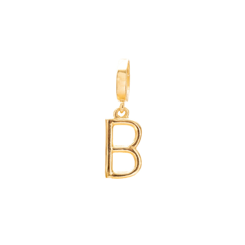 Initial medium charm gold hinge pendant