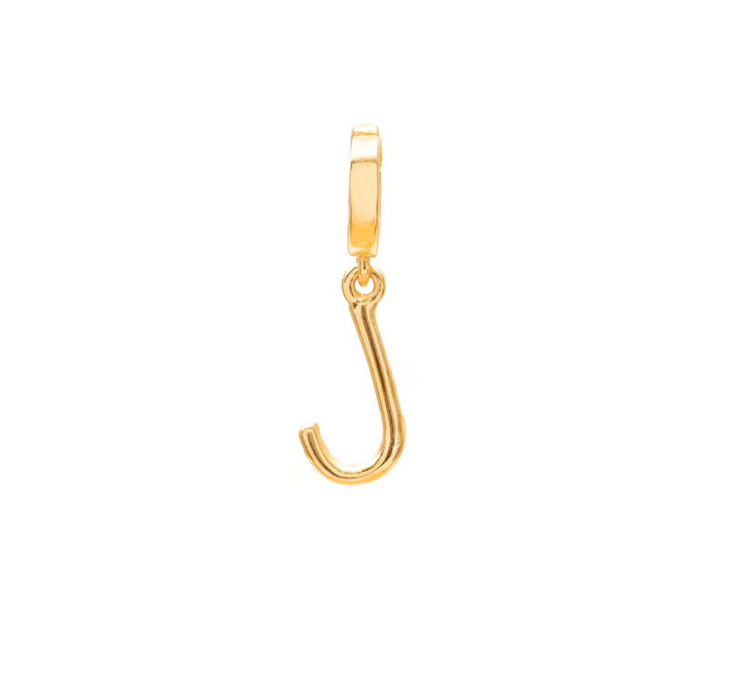 Initial medium charm gold hinge pendant