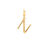 Initial medium charm gold hinge pendant