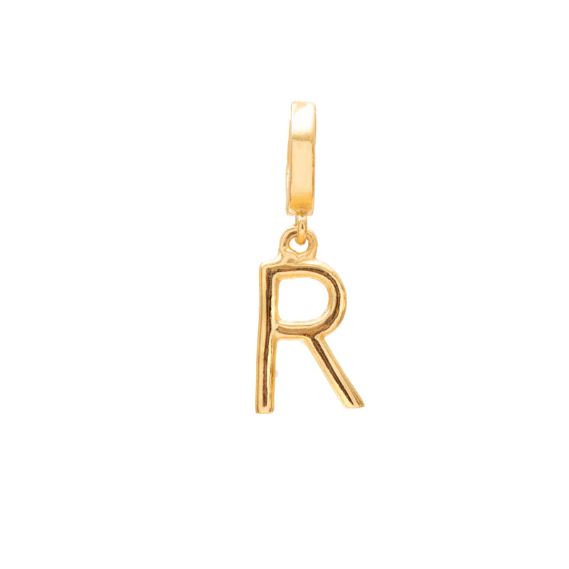 Initial medium charm gold hinge pendant