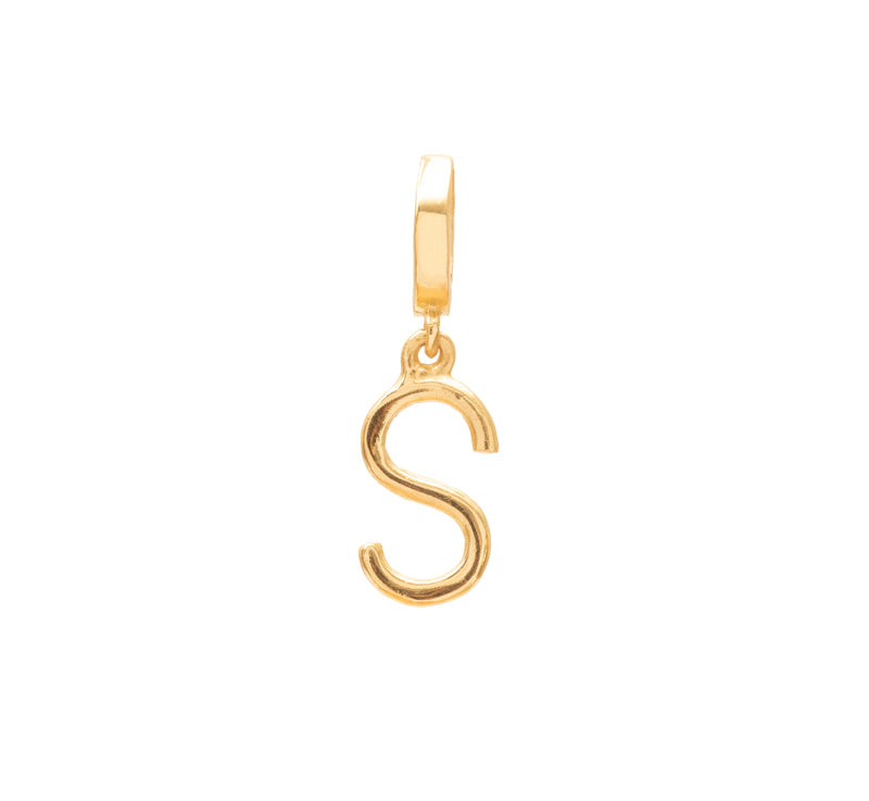 Initial medium charm gold hinge pendant