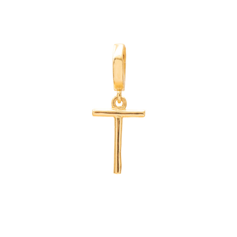 Initial medium charm gold hinge pendant