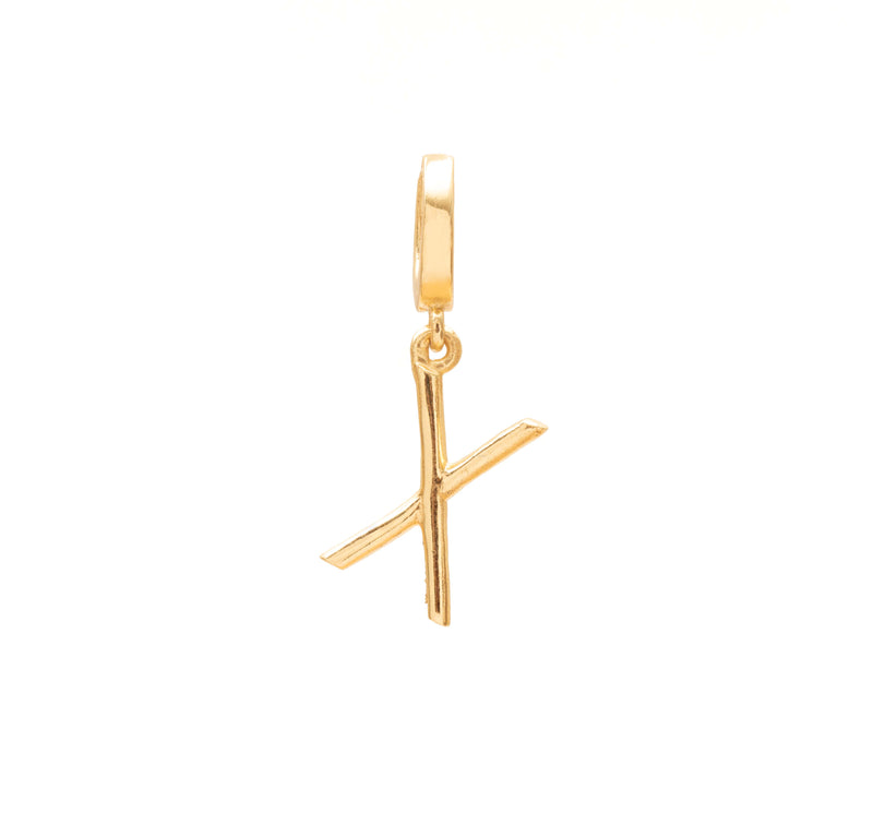 Initial medium charm gold hinge pendant