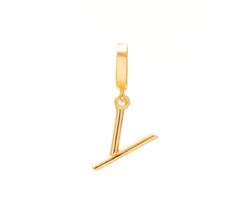 Initial medium charm gold hinge pendant