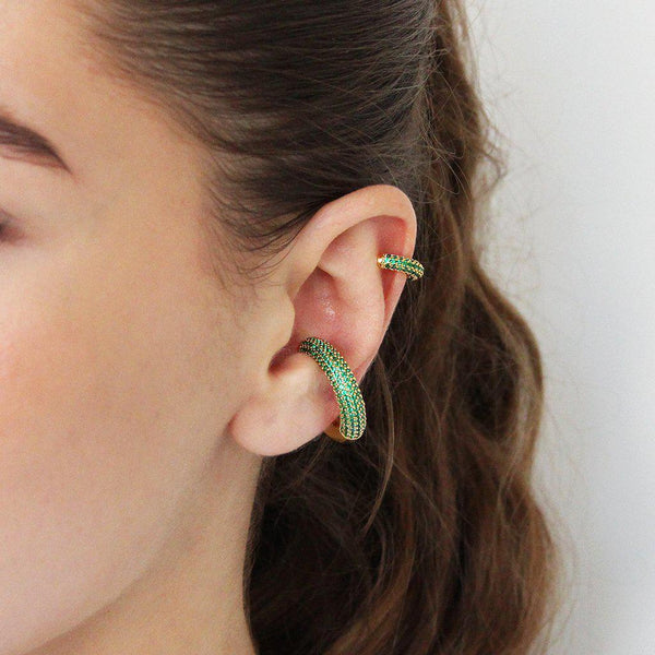 Green crystal conch cuff earring
