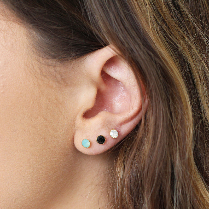 Cleva black crystal 2 micron gold studs