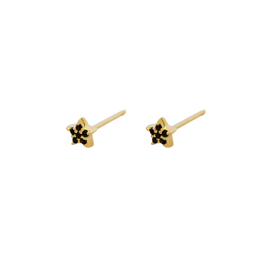 Star mini crystal black gold studs | MEZI
