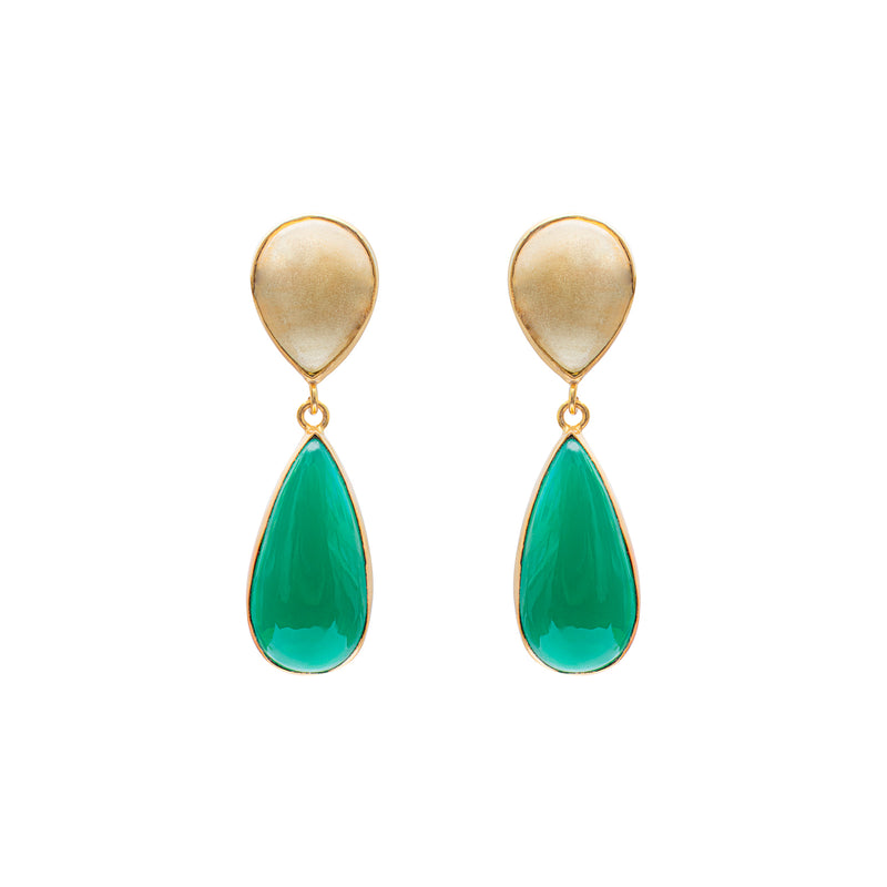 Lachie semi precious gold tear drop earrings
