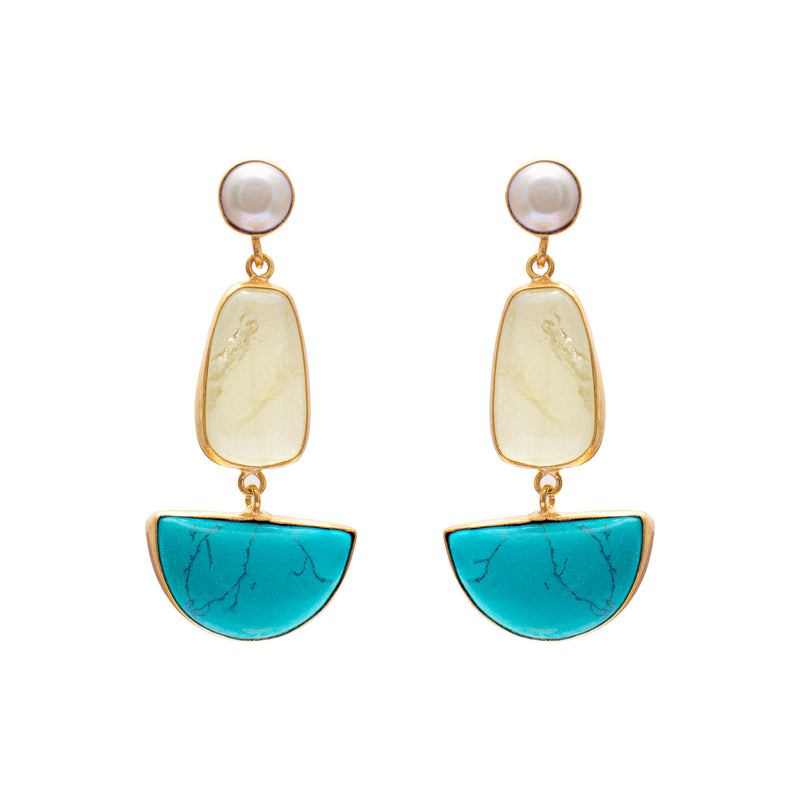 Lyza semi precious gold drop earrings