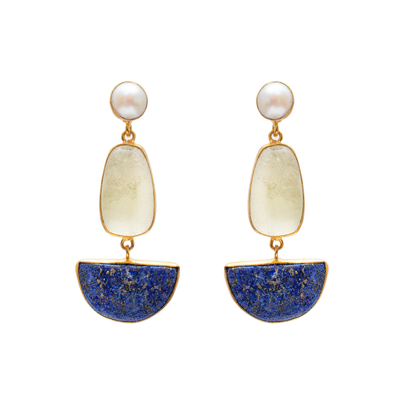 Lyza semi precious gold drop earrings