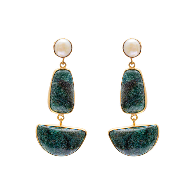 Lyza semi precious gold drop earrings