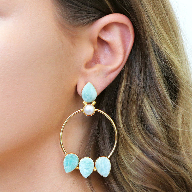 Lorelei semi precious gold earrings