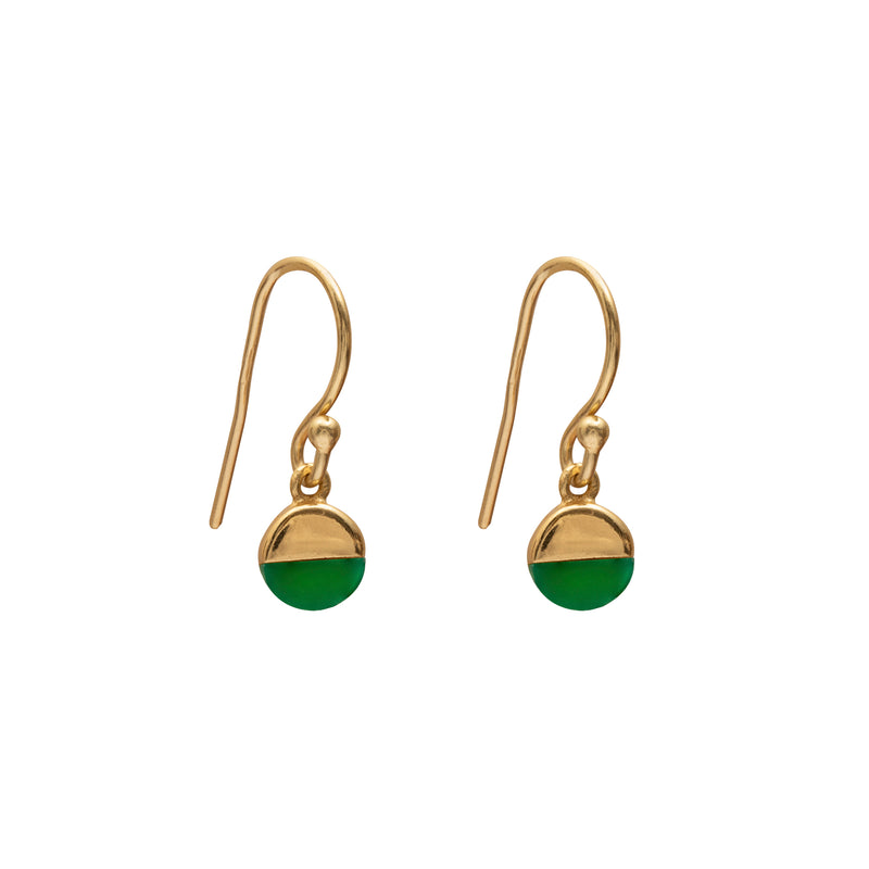 Rhia round semi-precious gold earrings