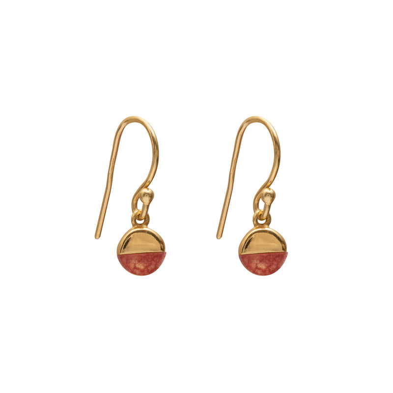 Rhia round semi-precious gold earrings