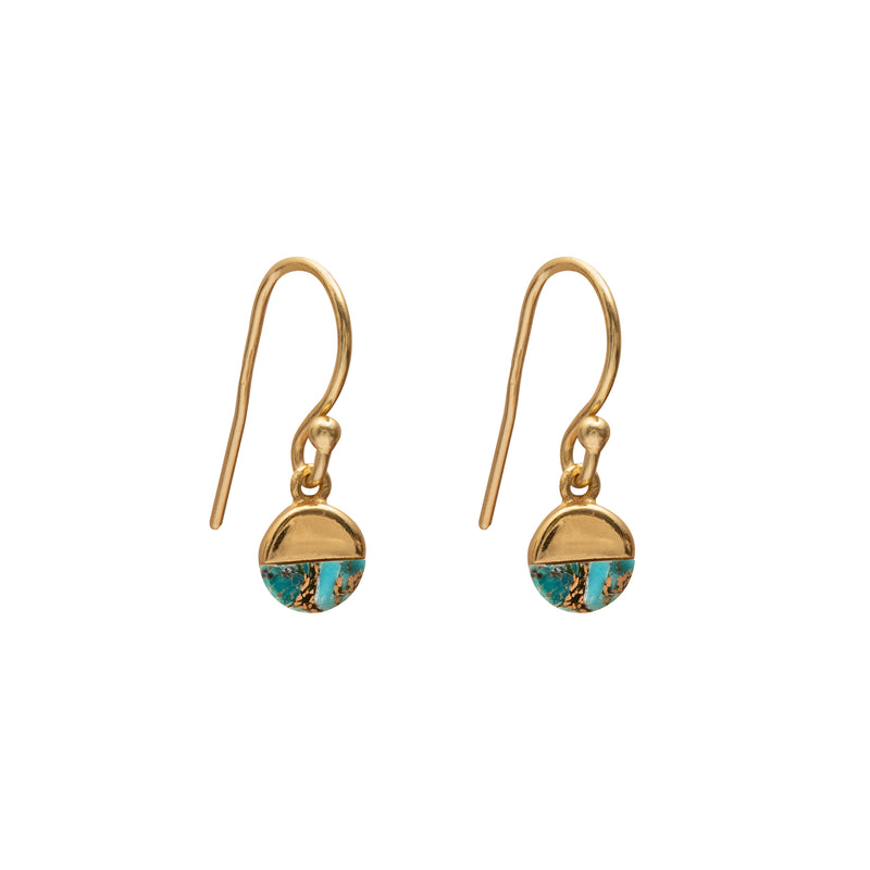 Rhia round semi-precious gold earrings