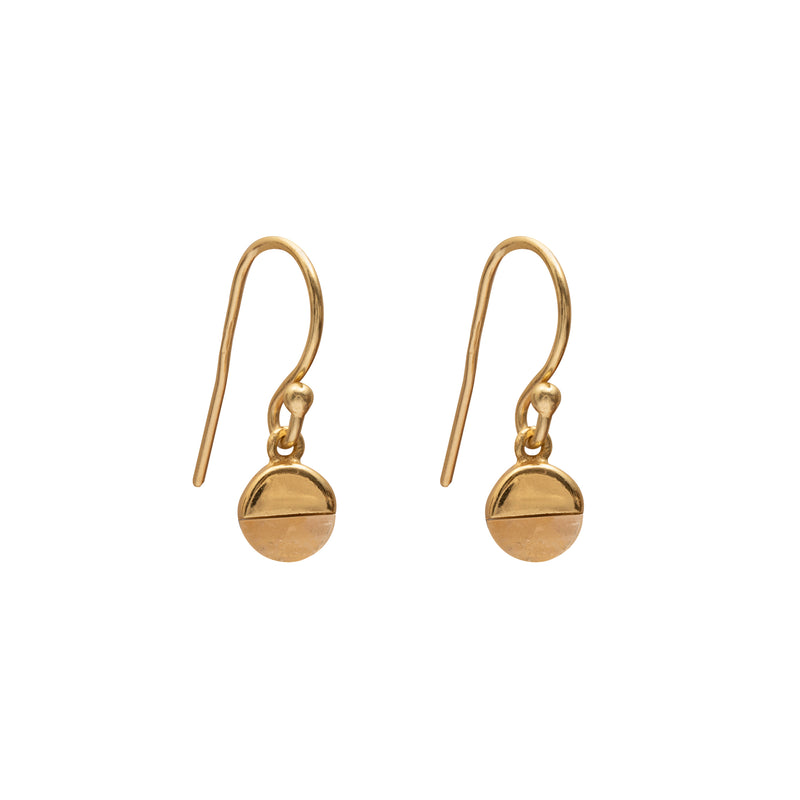 Rhia round semi-precious gold earrings