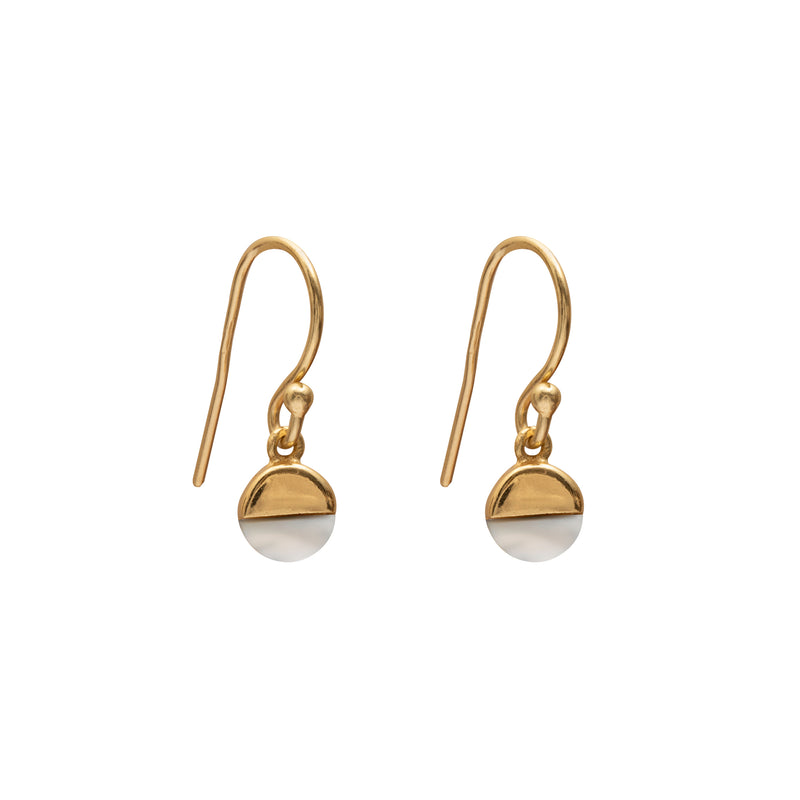 Rhia round semi-precious gold earrings