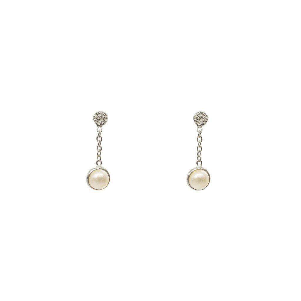 Imelda freshwater pearl semi precious stone earrings | MEZI