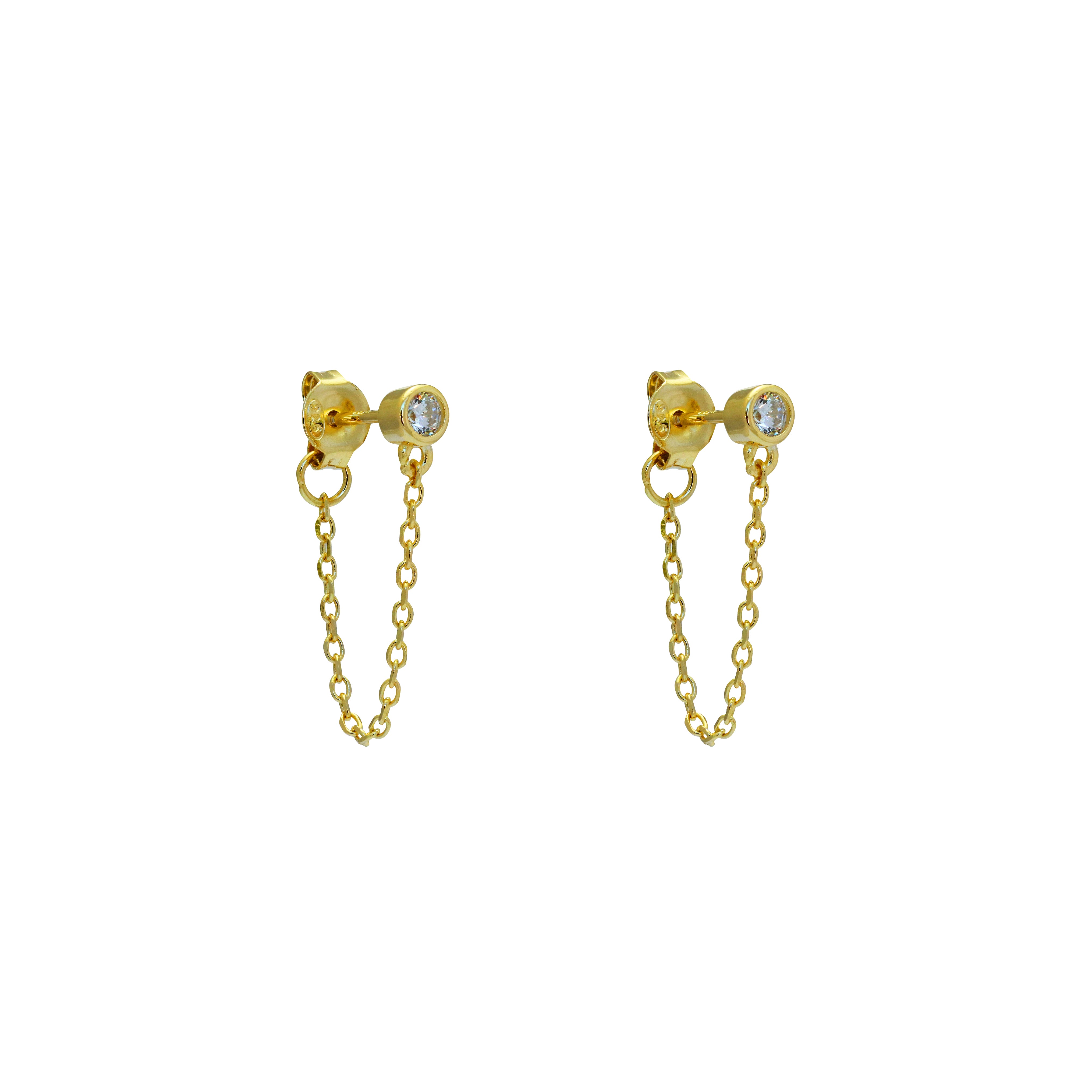 Aron crystal drop chain earring | MEZI