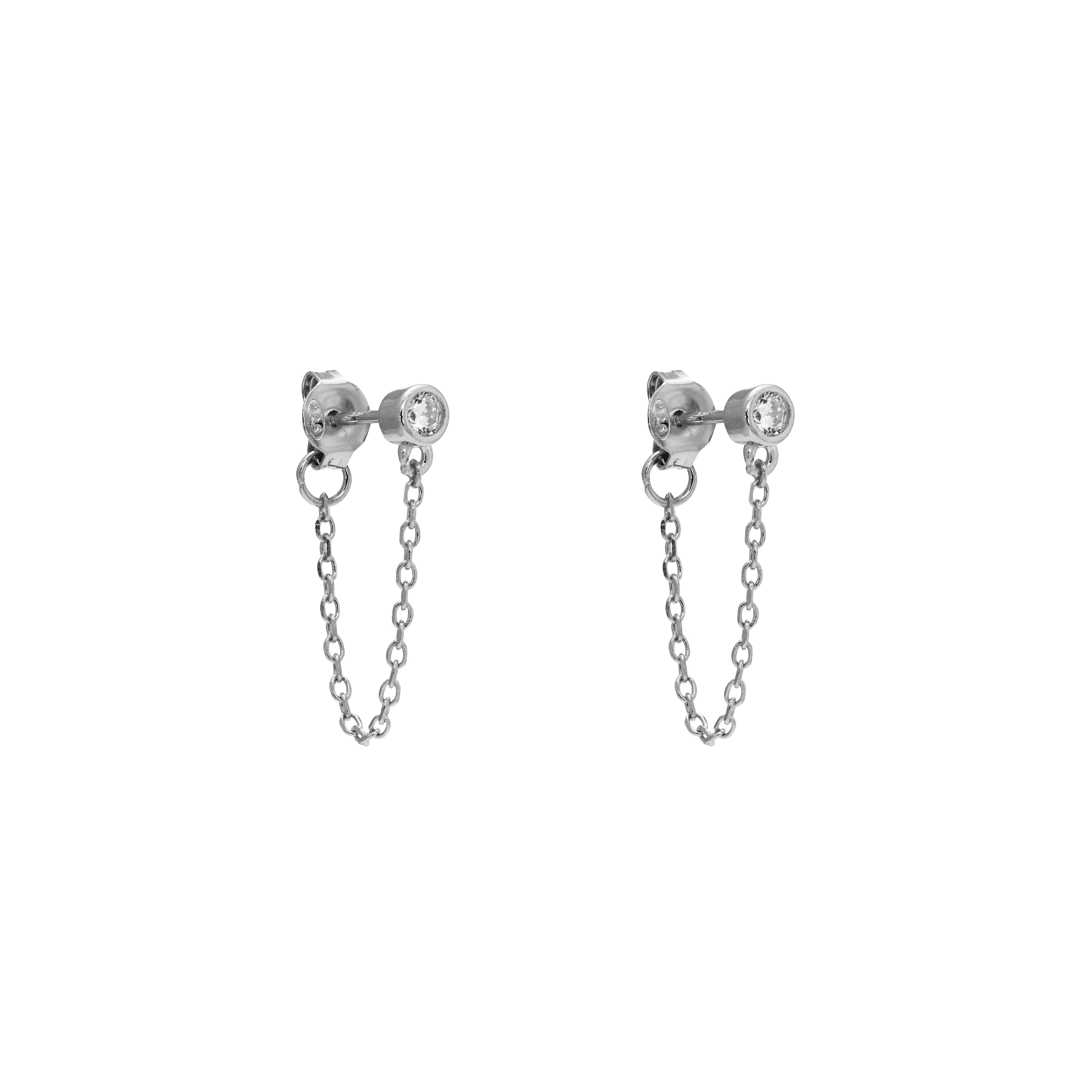 Aron crystal drop chain earring | MEZI