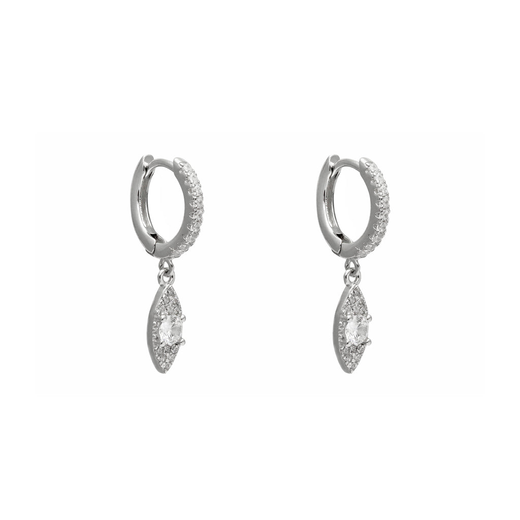 Evil eye clear crystal drop huggies