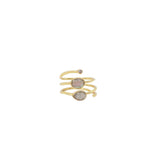 Janay 2 micron gold plated labradorite and crystal ring