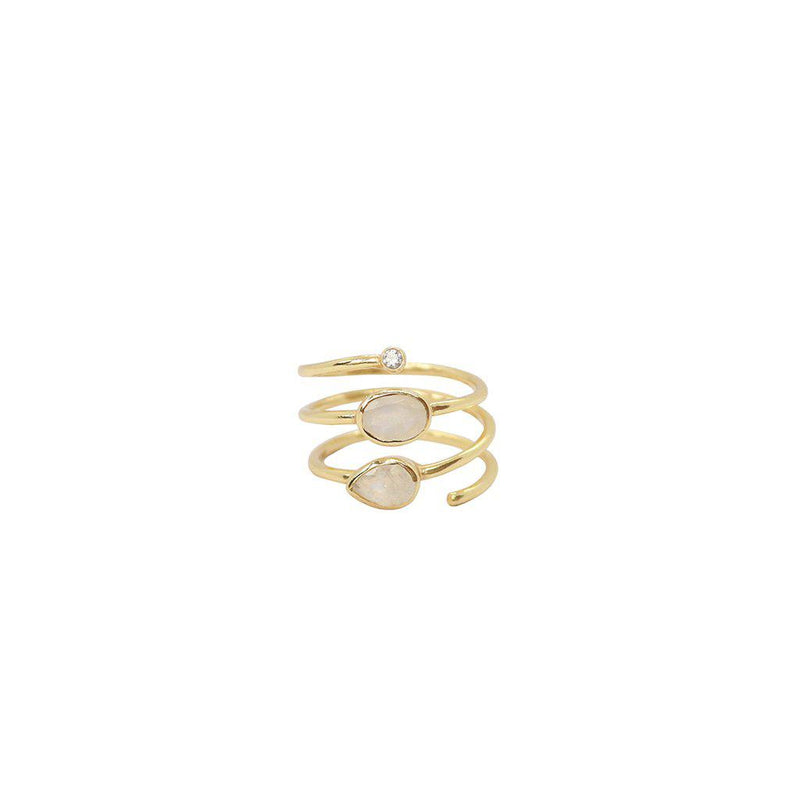 Janay 2 micron gold plated moonstone and crystal ring