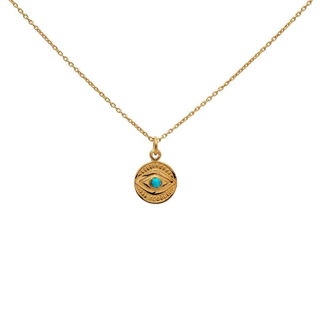 Evil eye turquoise disc necklace | MEZI