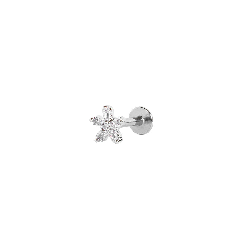 Labret - five point silver flower