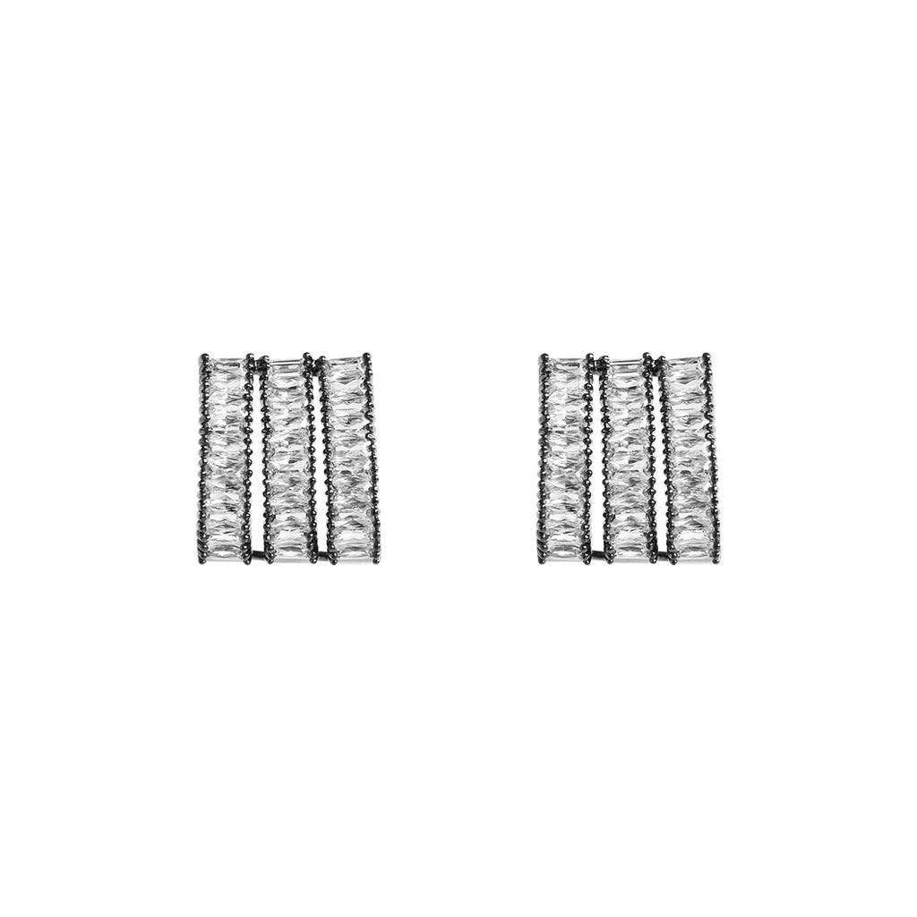 Lupe crystal three line drop stud earrings | MEZI