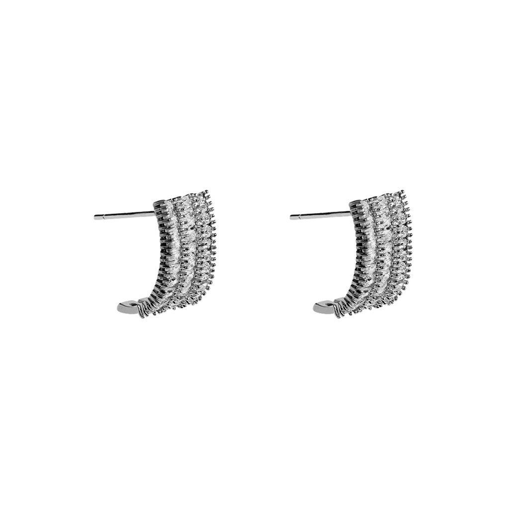 Lupe crystal three line drop stud earrings | MEZI