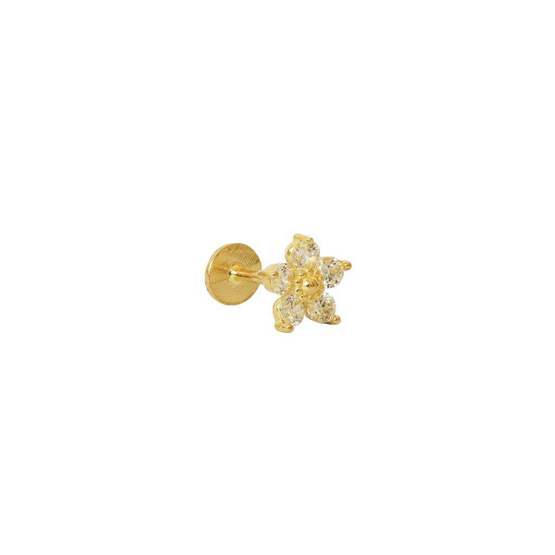 Labret - 14k gold flower & crystals
