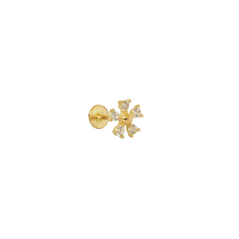 Labret - 14k gold flower & crystals iv