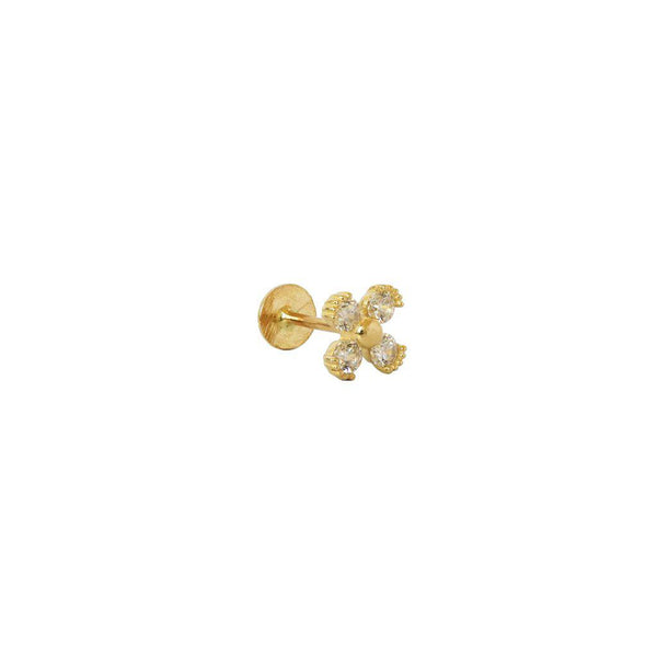 Labret - 14k gold flower & crystals v