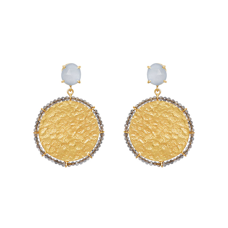 Tori labradorite 2 micron gold earrings