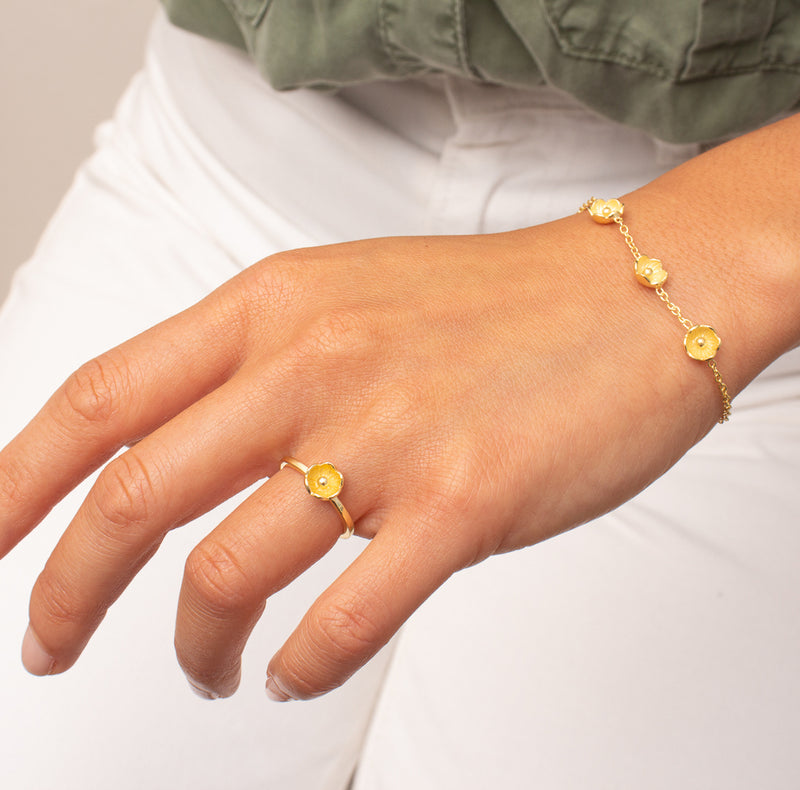 Aroura flower gold vermeil ring