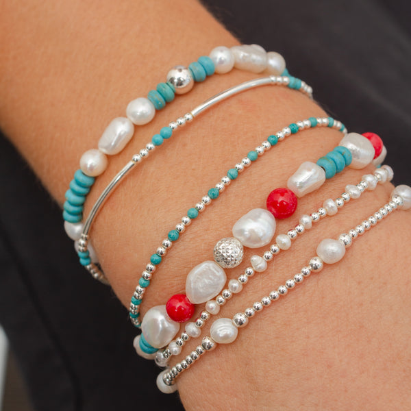 Karel fresh water pearl & turquoise bracelet