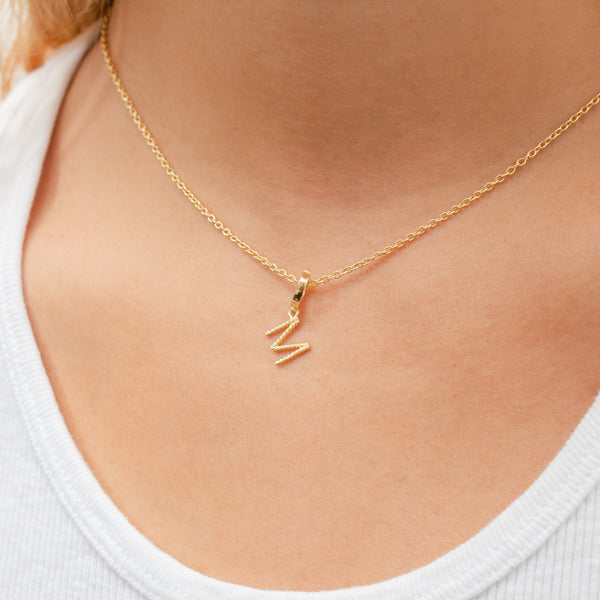 Initial small charm gold hinge pendant