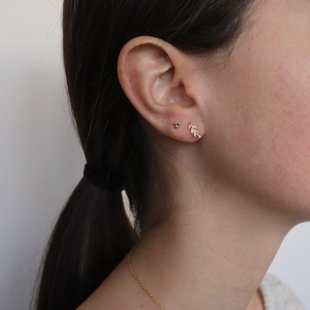 Leaf 2 micron gold stud earrings | MEZI