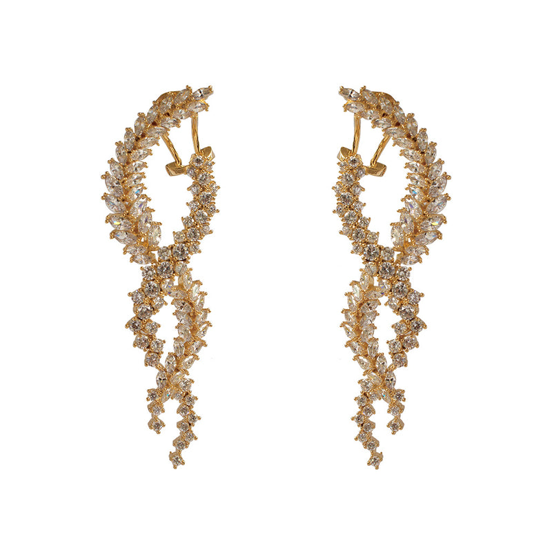 Nisha gold crystal twist drop earrings