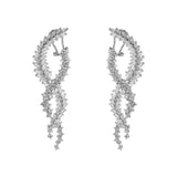 Nisha silver crystal twist drop earrings