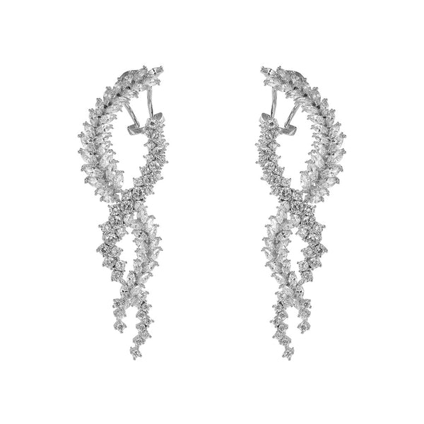 Nisha silver crystal twist drop earrings